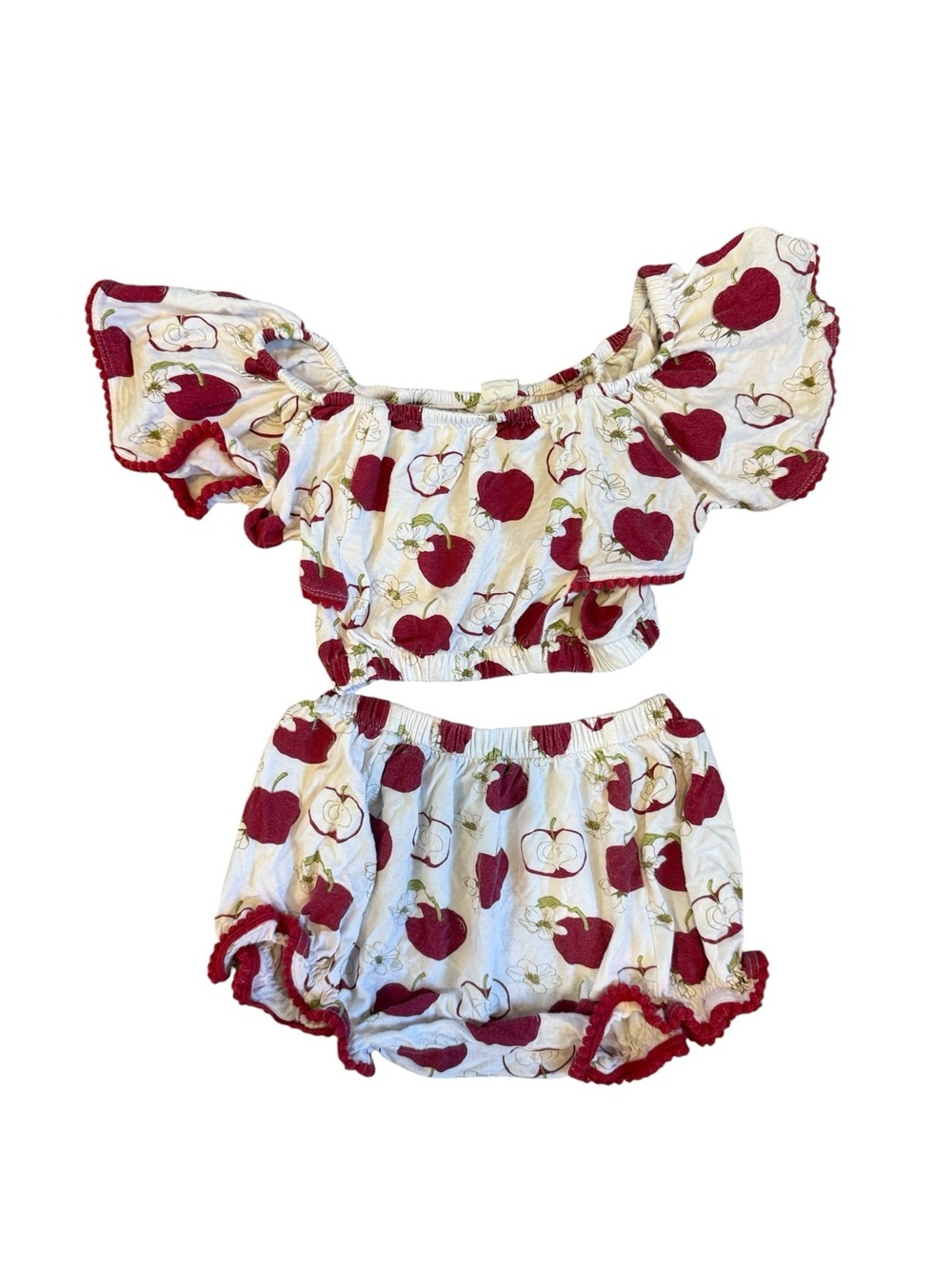 Kate Quinn Kids Two-Piece Apple Print Set - White & Red
